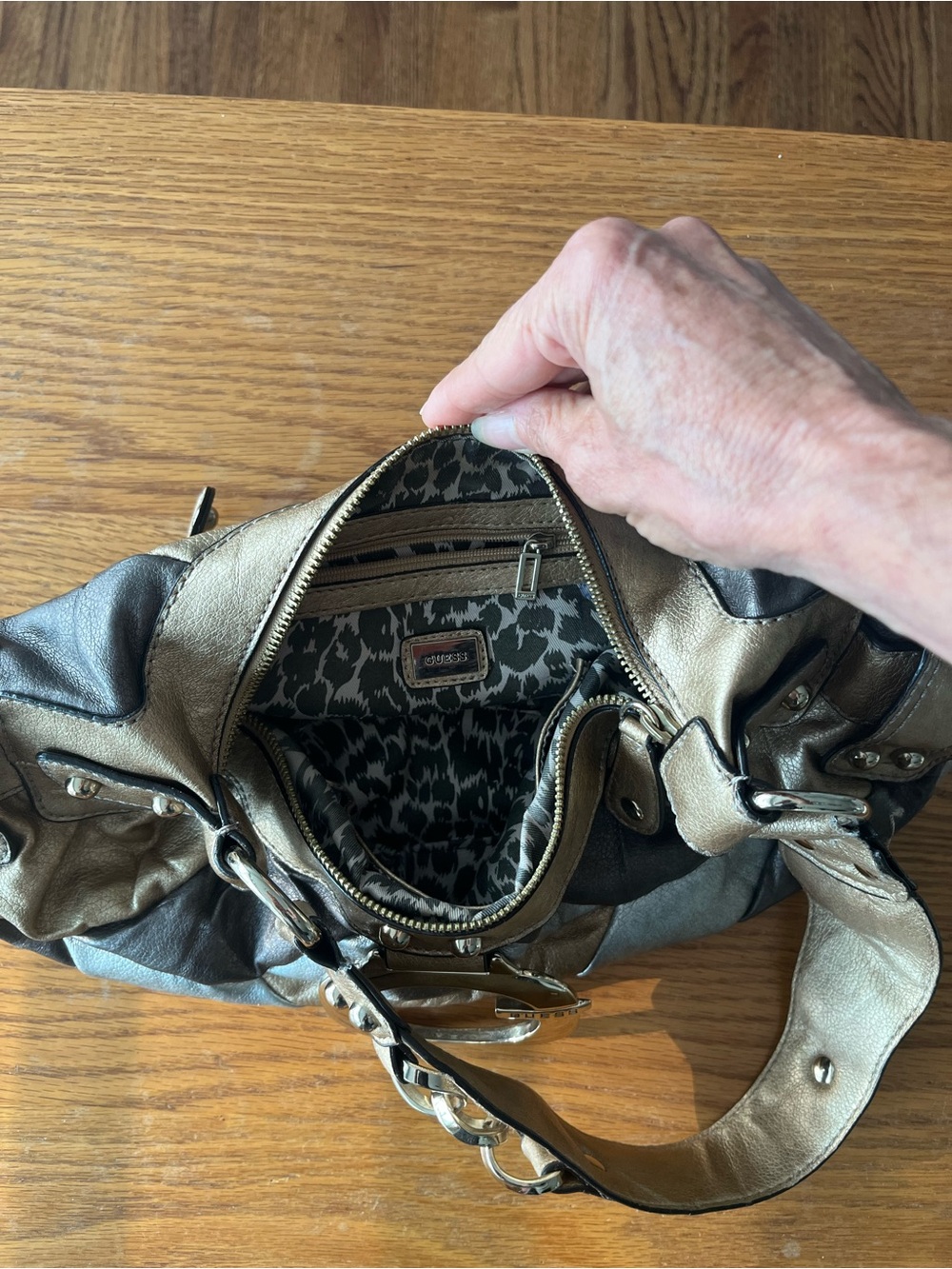 Guess Hobo Metallic Shoulder Bag - Picture 5 of 11